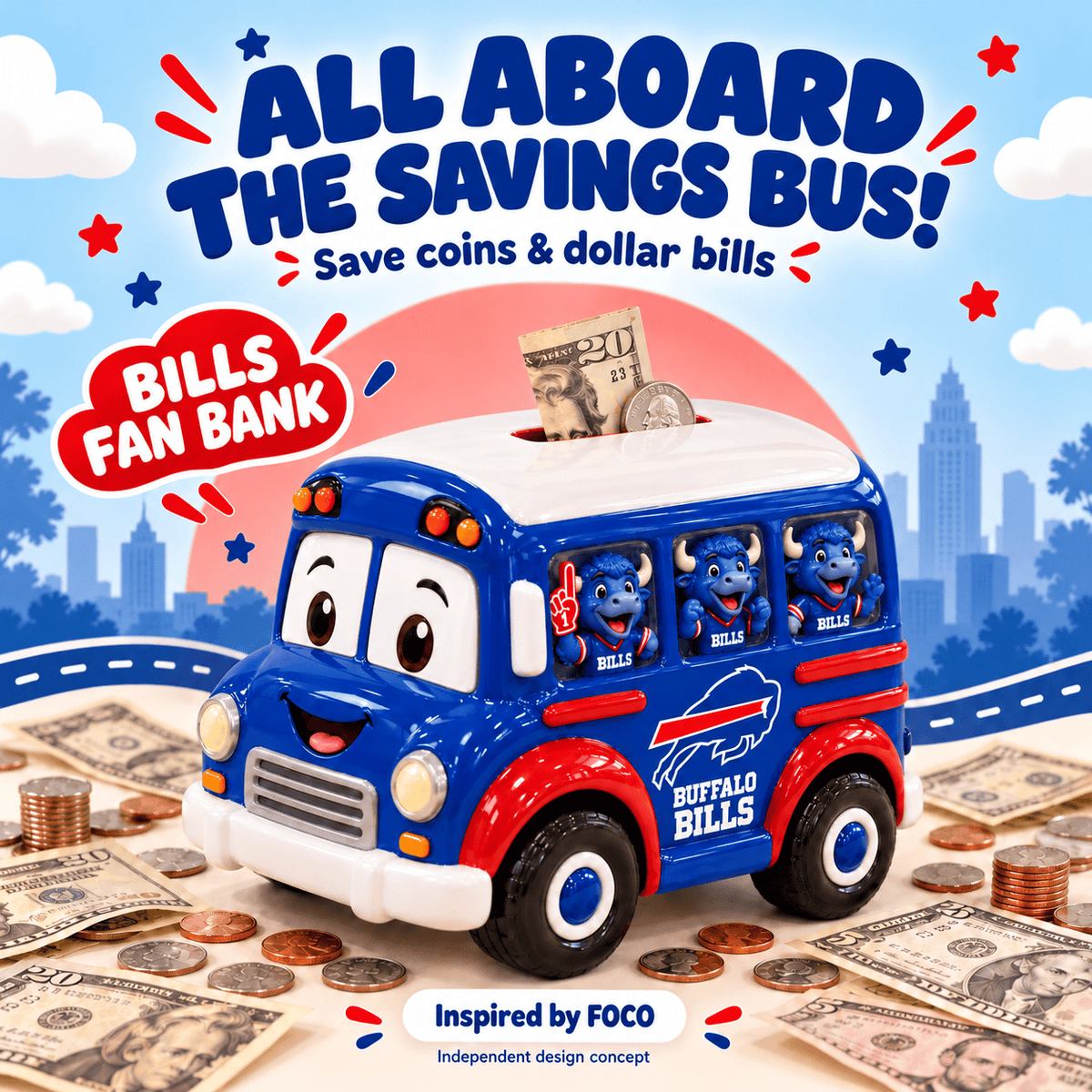 BFBL School Bus Piggy Bank DNBN