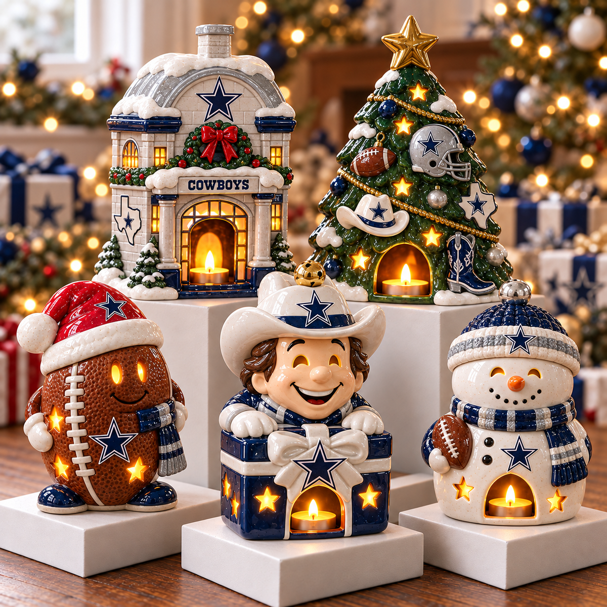 DLCB CHRISTMAS CERAMIC CANDLE HOLDER HQH