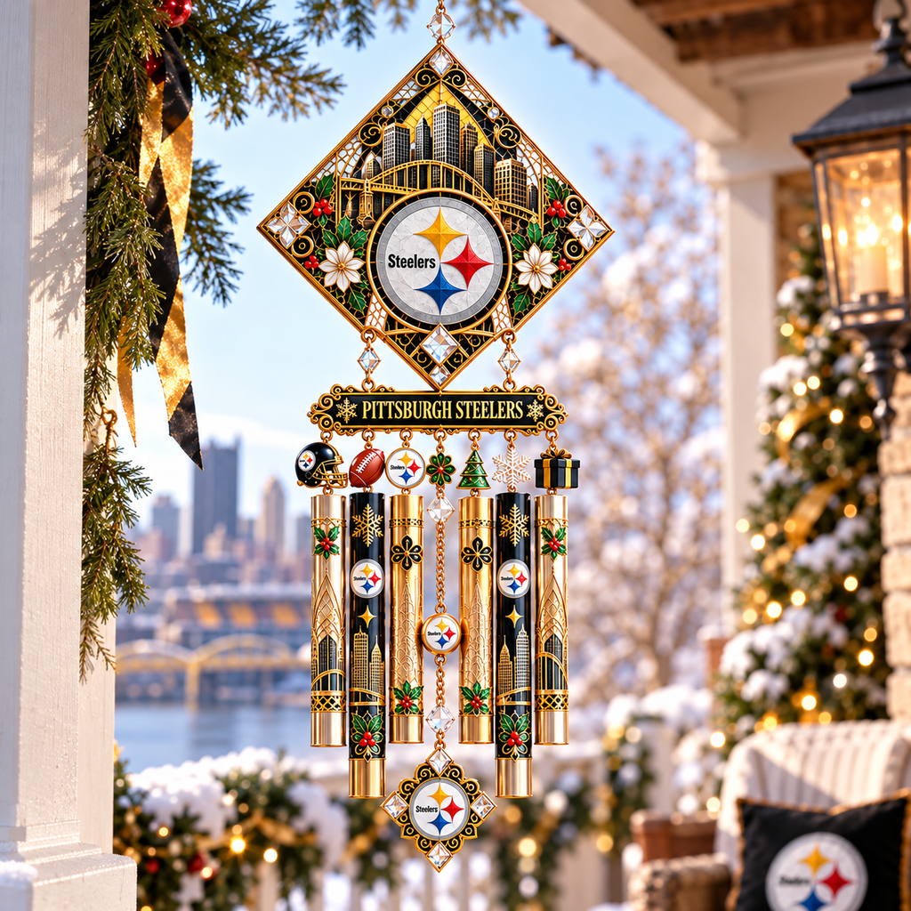 PBS Premium Christmas Stained Glass Wind Chime NTNA