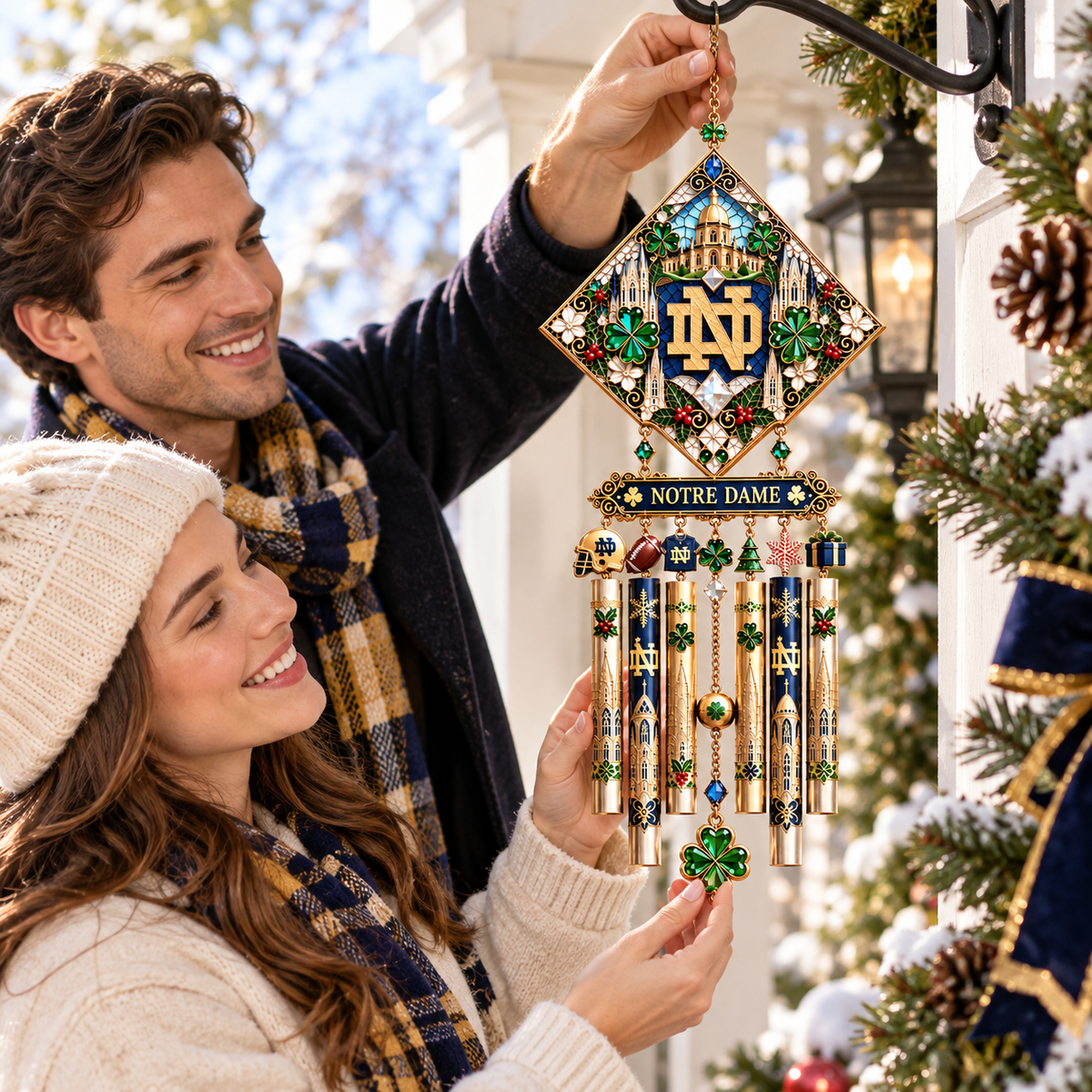 NDFI Premium Christmas Stained Glass Wind Chime NTNA