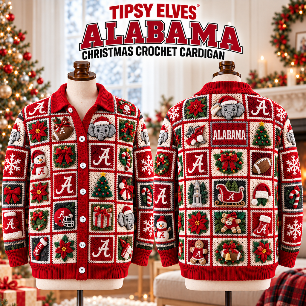 ACT Premium 3D Christmas Crochet Patchwork Cardigan NTNA