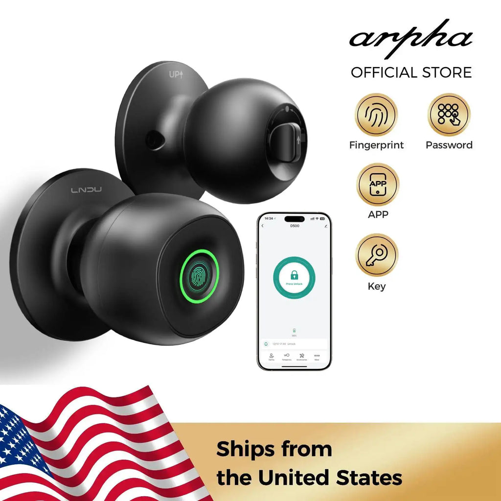 LNDU Smart Lock Fingerprint Door Lock Smart Keyless Door Lock Biometric Entry Bluetooth APP Control Low Battery Alert