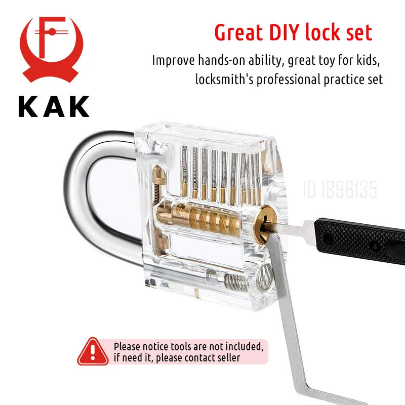 KAK 7PCS Visible Practice PadLock with Keys Transparent Padlock for Traning Skill Locksmith Tools Lockpicking Set for Beginners